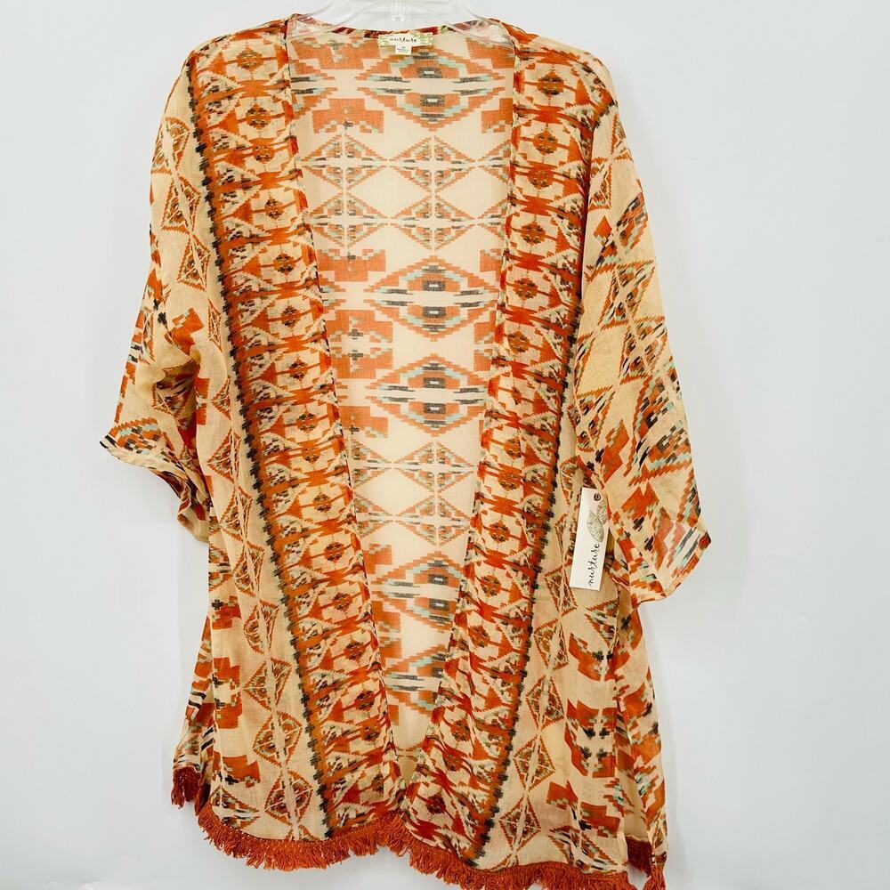 Nurture Kimono Cover Up Open Front Sheer Aztec Indian Summer Womens Medium NWT